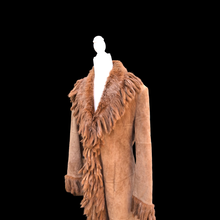 Load image into Gallery viewer, Vintage Fringe Suede and Fur Western Duster Coat Native Southwestern Cowgirl Boho Bohemian Fashion