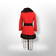 Load image into Gallery viewer, Vintage Lilli Ann Red Wool Mod 60s Fur Trimmed Coat Fur Trim Princess Fall Winter Holidays Christmas