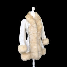 Load image into Gallery viewer, 70’s Vintage Leather White Sheepskin Boho Princess Hippy Coat Made in England