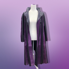 Load image into Gallery viewer, 80’s 90’s Purple Lamb Suede and Leather Made In Italy Coat Striped A-Line Flexible Size Loose Fit
