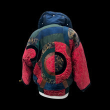 Load image into Gallery viewer, Vintage 80’s 90’s Neiman Marcus Puffer Real Down Feather Filled Mixed Media Red Nylon Tooled Leather and Velvet Chubby Coat Apres Ski