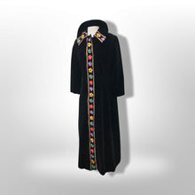 Load image into Gallery viewer, 60’s 70’s Black Velvet Floral Embroidered Full Length Coat
