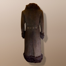 Load image into Gallery viewer, Vintage 70&#39;s Curly Lamb Afghan Suede Long Penny Lane Hippie Chic Brown Coat M/L Made in Spain