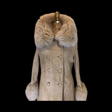 Load image into Gallery viewer, Vintage Coat- Shearling 70&#39;s Coat Lamb Sheepskin Penny Lane Princess Almost Famous Double Breasted Pinup Hippy Boho S/M