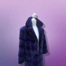 Load image into Gallery viewer, New Kopenhagen Purple Mink Horizontal Coat with Ombré Black Purple Whole Premium Dyed Mink Skins