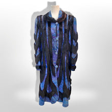 Load image into Gallery viewer, 80’s Does 20’s Flapper Blue Purple Suede and Mink Intarsia Cocoon Style Coat Made in Austria