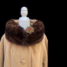 Load image into Gallery viewer, Vintage Women's Coat- 60s Lilli Ann Camel Tan Color  Luxury Mink Wool Swing Coat One Size Fits All Mad Men Style