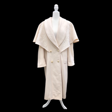 Load image into Gallery viewer, 80’s 90’s Vintage Ivory White 100% Pure Wool Oversized Cape Coat Loose Fit Casual Career Winter into Spring Flexible Size