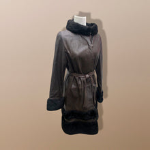 Load image into Gallery viewer, 70’s Vintage Brown Leather and Shearling Tiered Boho Chic Penny Lane Coat Hippy Chic