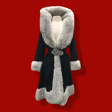 Load image into Gallery viewer, Lilli Ann Black and White Faux Fur Princess Coat Fall Winter Holiday