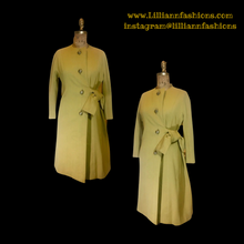 Load image into Gallery viewer, Vintage 60s Coat- Women Gold Golden Yellow Deep Mustard Mod Sleek Kimono Coat Career Professional Minimalist Thick Wool Stealth Wealth Trend