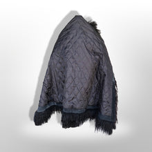 Load image into Gallery viewer, Vintage Black Suede Embroidered Mongolian Lamb Shearling Coat 38” Bust Penny Lane Boho