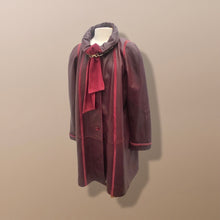 Load image into Gallery viewer, Bergundy Wine Softest Lamb Leather Coat with Deep Red Suede Inlay