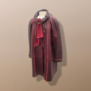 Bergundy Wine Softest Lamb Leather Coat with Deep Red Suede Inlay