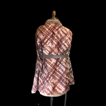 Load image into Gallery viewer, 60s Geometric Jessica Simpson Leather Coat --Mod Mosaic Mink White and Brown Patchwork ColorBlock Coat S/M