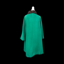 Load image into Gallery viewer, Vintage Women&#39;s Coat- 60s Lilli Ann Emerald Green Mink Wool Swing Coat One Size Fits All Mad Men
