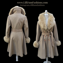 Load image into Gallery viewer, Vintage 70’s Camel Wool and Sheepskin Princess Coat