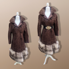 Load image into Gallery viewer, Vintage 60’s 70’s Fur Coat Persian Lamb Astrakhan Norwegian Fox Fur Tiered Jeweled Belt XS