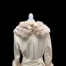 Load image into Gallery viewer, Vintage 60’s LIlli Ann White Cream Ombré Fox Fur Princess Fit and Flare Belted Pinup Mod Coat