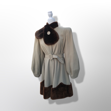 Load image into Gallery viewer, Collectible Rare 30’s early 40’s Coat Cashmere Wool and Scalloped Mouton Fur Balloon Sleeves Fitted and Flared