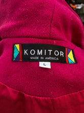Load image into Gallery viewer, Vintage Wool Magenta Pink Wool Black Trim Wrap Coat