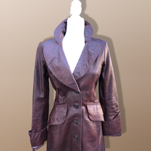 Load image into Gallery viewer, 70’s Vintage Brown Leather Fitted Trench 36” Bust Bagatelle Spy Classic 70’s