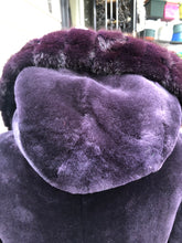 Load image into Gallery viewer, New Shearling and Mink Plum Purple Jeweled Hooded Luxury Coat
