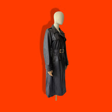 Load image into Gallery viewer, Black Soft Lamb Leather Trench Wardrobe Basic Spy Coat Belted