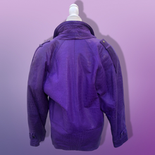 Load image into Gallery viewer, Vintage 80’s 90’s Glam Purple Violet Glam Lamb Leather Jacket with Full Fur Trim in Croc Print so Prince Purple Rain