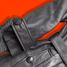 Load image into Gallery viewer, Black Soft Lamb Leather Trench Wardrobe Basic Spy Coat Belted