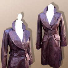Load image into Gallery viewer, 70’s Vintage Brown Leather Fitted Trench 36” Bust Bagatelle Spy Classic 70’s