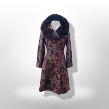 Load image into Gallery viewer, 60’s Vintage Coat Floral Tapestry Carpet Mink Collar Colorful