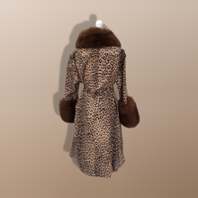 Load image into Gallery viewer, Leopard Print Leather and Fox Fur Trench Fit and Flare Coat