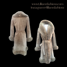Load image into Gallery viewer, Women's Vintage Coat- 70s Suede Shearling Princess Fluffy Penny Lane Russian Princess Fit and Flare Coat Boho Chic Hippy afghan