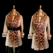 Load image into Gallery viewer, 60s Lilli Ann Mod Pinup Rabbit Leopard Print Coat---Pinup Real Rabbit Fur Printed with Leopard Mod Princess S/M