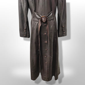 Made in Italy— Italian Lamb Leather Hooded Trench Coat Couture Full Length