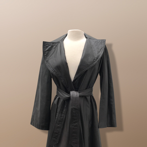 Vintage Brown Leather Trench Spy Coat Lord and Taylor Fit and Flare
