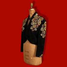 Load image into Gallery viewer, Vintage 80’s Suede and Jeweled Bolero Mint Rare Made in Paris Couture Bolero Jacket