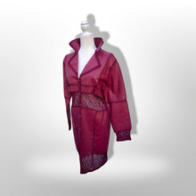 Load image into Gallery viewer, Brand New Deadstock Vintage 90’s Pink Leather Magenta Lace Duster Coat