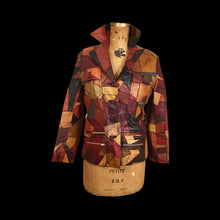 Load image into Gallery viewer, 70’s Vintage Patchwork Leather Jacket 42” Bust Boho Hippy Chic Short Leather Trench