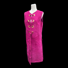 Load image into Gallery viewer, 70’s Suede Magenta Tie Up Vest with Grommet Tie up Hardware