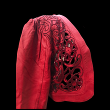Load image into Gallery viewer, Vintage Red Leather Beaded Bolero One Size Fits Most