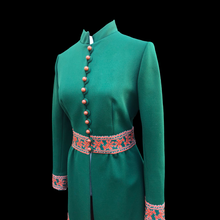 Load image into Gallery viewer, 60’s Green Embroidered Button Down Coat Dress