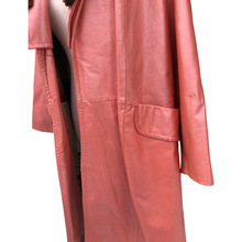 Load image into Gallery viewer, 70’s 80’s Pink Leather and Mink Collar Convertible Duster Coat