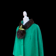 Load image into Gallery viewer, Vintage Women&#39;s Coat- 60s Lilli Ann Emerald Green Mink Wool Swing Coat One Size Fits All Mad Men