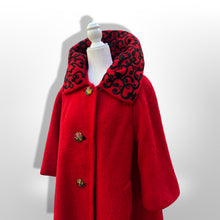 Load image into Gallery viewer, Vintage 60’s Lilli Ann Red Luxury Wool Swing Coat Fall Holiday Valentine’s Day Christmas