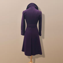 Load image into Gallery viewer, Vintage Deep Purple Military Style Wool Coat Fitted and Tailored