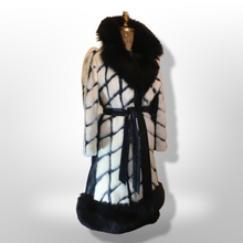 Load image into Gallery viewer, Women&#39;s Vintage Coat 60s Mink Fox Fur Mosaic Geometric Leather White Black Ultimate Luxury Three Tier Zip Off Coat Princess Mod S/M