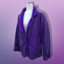 Load image into Gallery viewer, Vintage 80’s 90’s Glam Purple Violet Glam Lamb Leather Jacket with Full Fur Trim in Croc Print so Prince Purple Rain