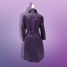 Load image into Gallery viewer, Purple Lamb Leather and Fox Fur Trench Fit and Flare Coat